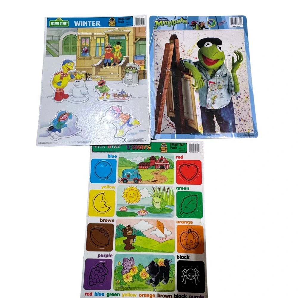VTG Frame Tray Puzzles Lot‎ Merrigold Press Muppets Kids Puzzle Set NOS